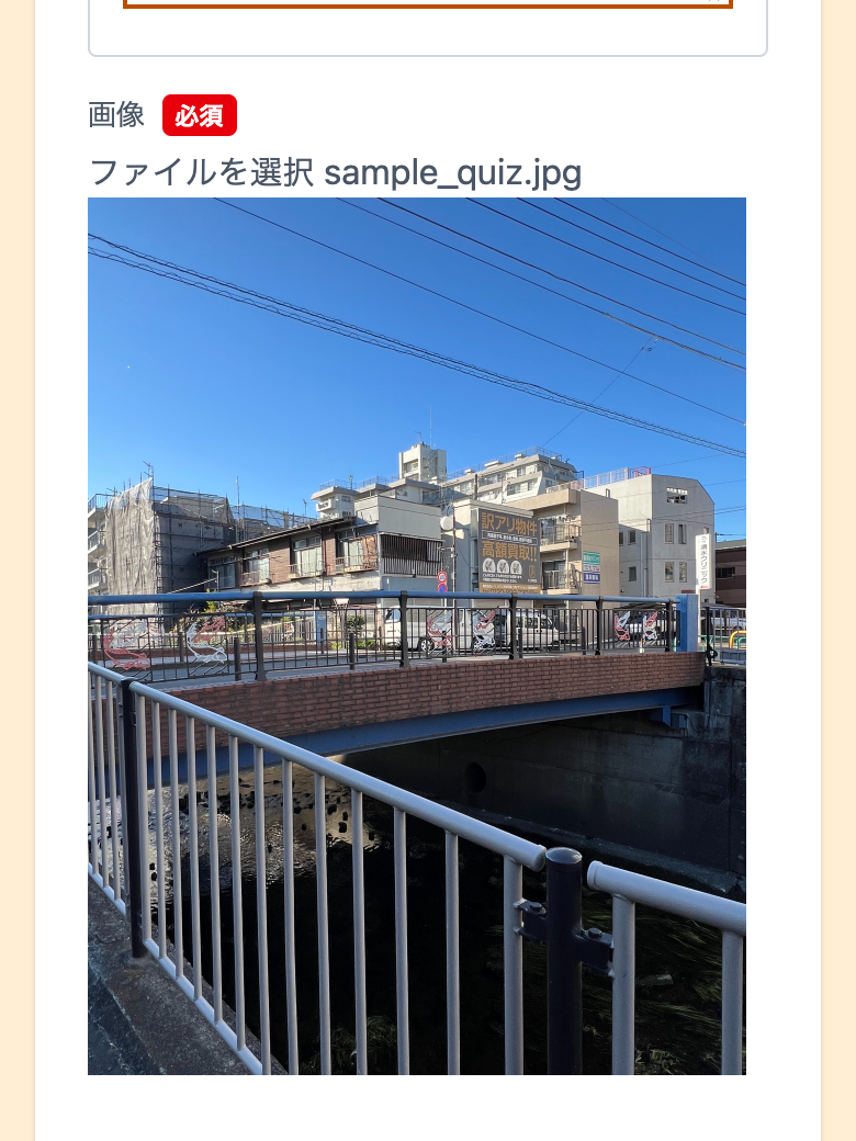 選んだ橋の写真のプレビューが表示されている